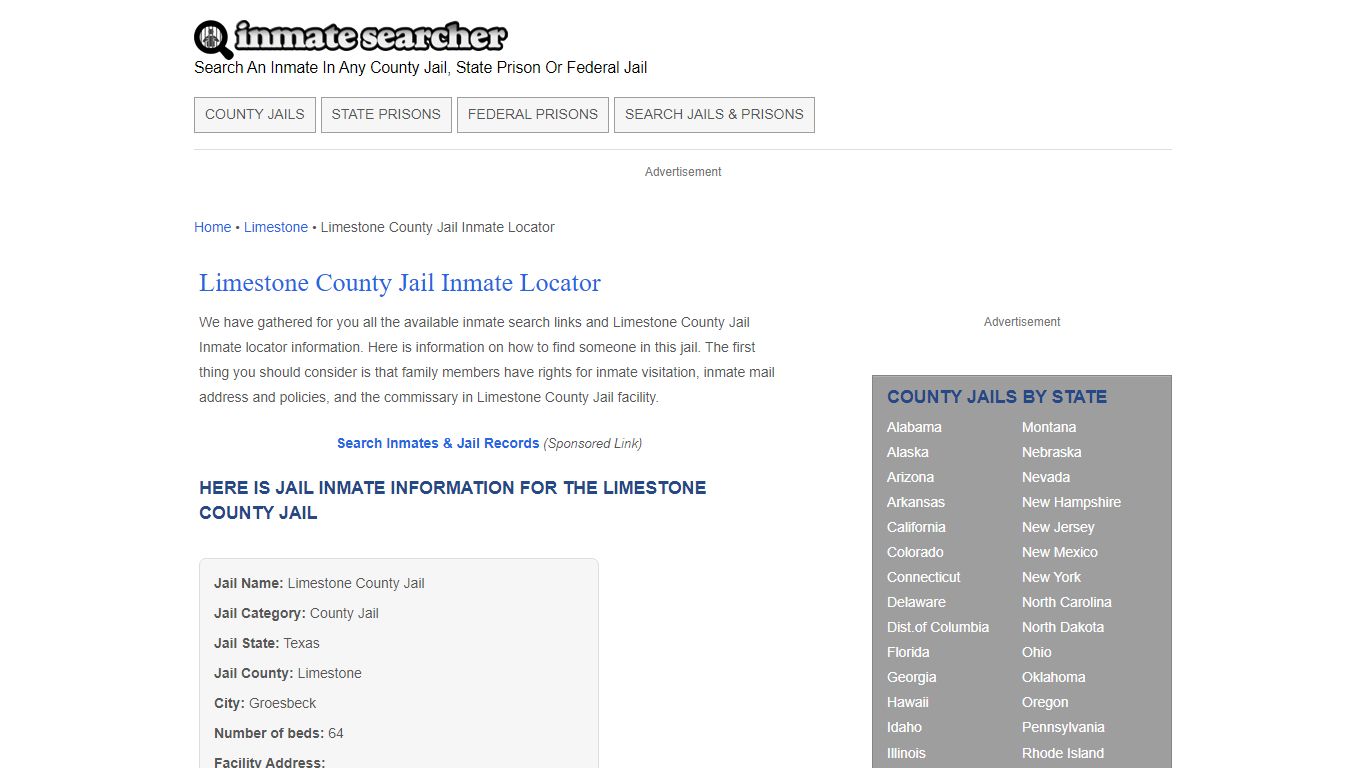 Limestone County Jail Inmate Locator - Inmate Searcher
